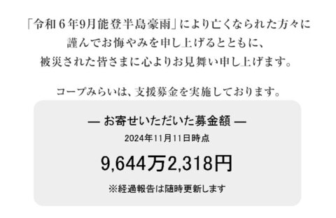 ｢令和6年能登半島地震及び能登豪雨災害募金」 にご協力をお願いします（1月12日（日）まで）