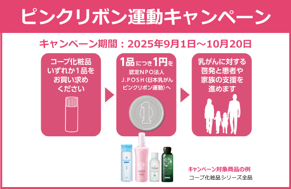 コープ化粧品は「ピンクリボン運動」に取り組んでいます