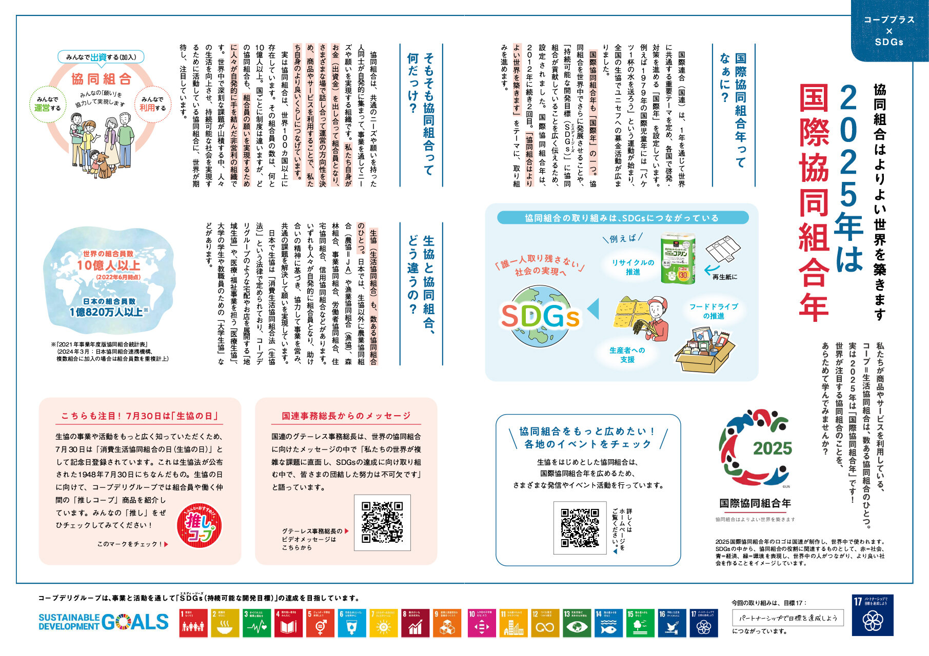 【コーププラス×SDGs】2025年は国際協同組合年～協同組合はよりよい世界を築きます～（広報誌2025年7月号）